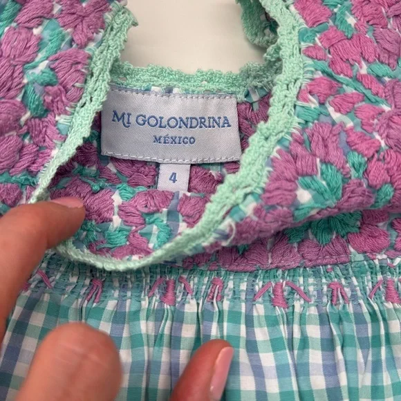 Mi Golondrina Pink and Green Sleeveless Sundress - Picture 2 of 5